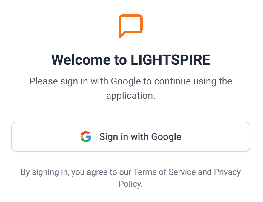 Secure single sign-on authentication dashboard showing Google, Microsoft, and enterprise SSO integration options for Lightspire AI platform